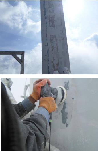  對受損葉片進(jìn)行打磨打磨、上膠、刮膩?zhàn)?、整形一系列處理? />
<p class=